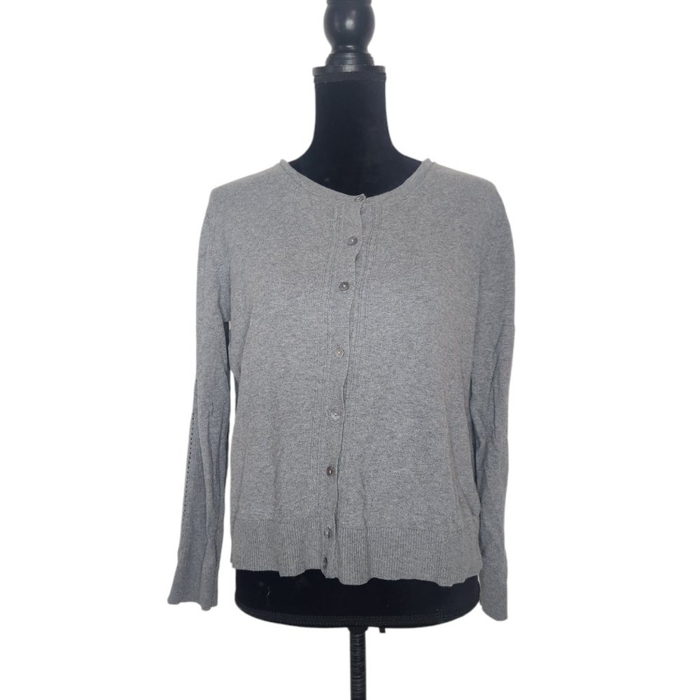 A New Day Gray Button Lightweight Office Cardigan